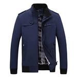 Binmer Men's Solid Color Casual Long Sleeve Solid Zipper Tooling Washed Jacket Top Blouse