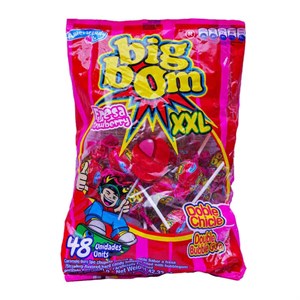 آبنبات چوبی بیگ بوم bigbom مدل توت فرنگی fresa strawberry پک 48 تایی