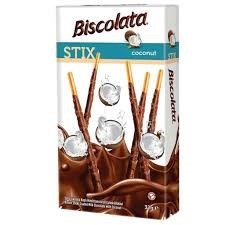 چوب شکلاتی استیکس بیسکولاتا Biscolata Coconut شیری نارگیلی 32 گرم بسته 12 تایی