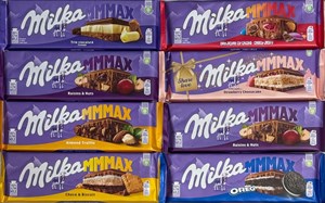شکلات تخت  milka با طعم های مختلف 300 گرم  در 8 طعم عمده بسته 8 عددی