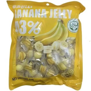 پاستیل برولی  حاوی 43% میوه طبیعی با طعم موز شکری بسته 1 کیلویی