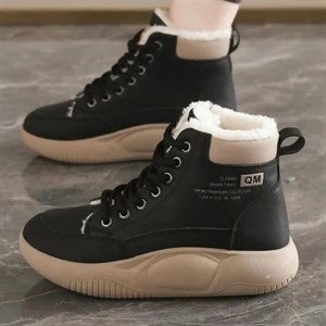 نیم بوت خزدار ضد آب مشکی کرم Waterproof Fur Lined Black Beige Boots
