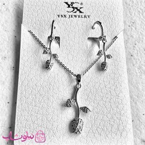 نیم ست زنانه ysx مدل گلهای واژگون نقره ای رنگ کد 7991 