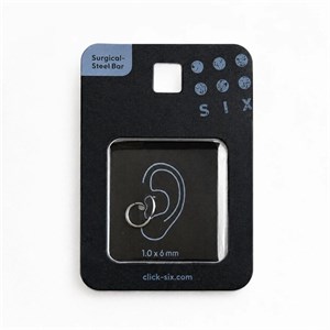 پیرسینگ حلقه‌ای 1.0×6mm نقره‌ای مینیمال برند SIX