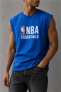 وست گلدوزی آبی کاربنی طرح NBA لش باکسی پنبه دونخ جذاب ترند / اورجینال دیلم