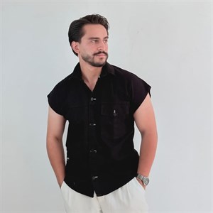 وست جین مشکی مدل جیب‌دار