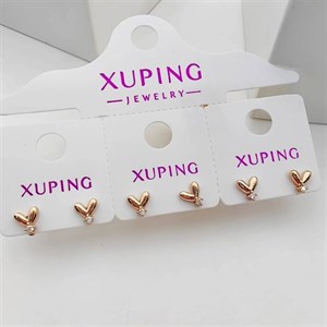 گوشواره میخی ظریف قلب و نگین ژوپینگ