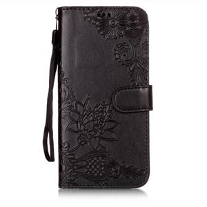 Zenfone 5Q ZC600KL Case, Chinstyle Carved Lace Flower Design PU Leather Wallet with Stand [Card Slots] Prective Skin Flip Cover Compatible ASUS 5 lite (Black) 