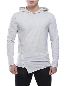 HEQU Men's Casual Long Sleeve T-Shirts Hipster Zipper Trim Hoodie Shirts