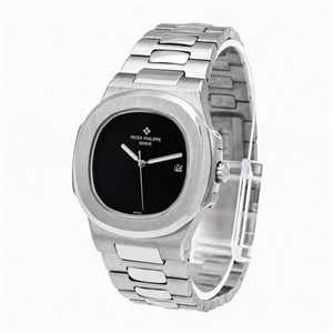 ساعت مردانه پتک فیلیپ ناتیلوس سیلور صفحه مهندسی مشکی مدل Patek-6056-G
