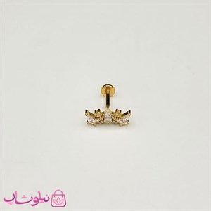پیرسینگ گوش مدل نگین های سفید براق طلایی رنگ کد 310