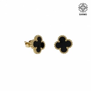 گوشواره ونکلیف مشکی طلایی استیل کد 509428011
