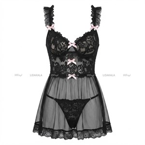 لباس خواب فانتزی رنگ مشکی برند QUEEN کد 2058
