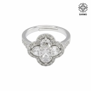 انگشتر ونکلیف کریستالی نقره ای استیل کد 407074031