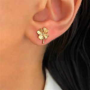 گوشواره میخی گل طلایی ژوپینگ