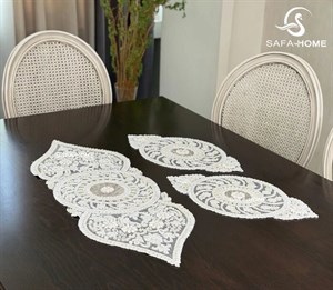 رومیزی جدید مخمل مروارید دوزی 3 تکه طرح ستاره