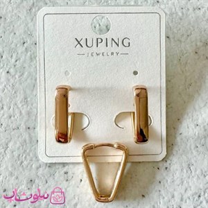 گوشواره زنانه ژوپینگ مدل مستطیل آینه ای طلایی کد 2391