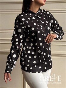 شومیز یقه مردانه خالدار