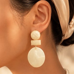 گوشواره آویز هندسی صدفی کد 3014