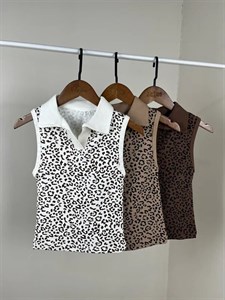 تاپ پلنگی یقه‌دار