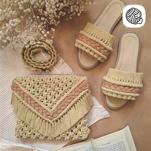 ست کیف و صندل زنانه مکرومه بافی مدل ویرا