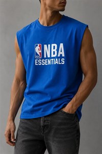 وست گلدوزی آبی کاربنی طرح NBA لش باکسی پنبه دونخ جذاب ترند / اورجینال دیلم کد 8468