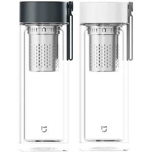 فلاسک شیشه‌ای دوجداره میجیا 400 میلی‌لیتر با صافی چای