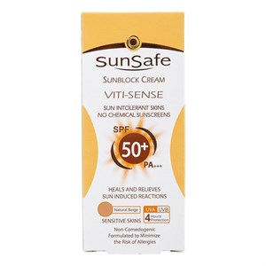 کرم پودری ضد آفتاب spf +50 سان سیف رنگ بژ طبیعی (50 گرم)