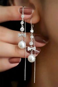 خرید گوشواره عصایی بخیه مرواریدینقره وارداتی ۹۲۵هدیه ای خاص 