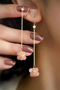 گوشواره عصایی مروارید صورتینقره ۹۲۵ وارداتی با آبکاری رادیوم (هدیه‌ای خاص و مجلسی) 