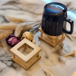 استند گرم نگهدارنده ماگ و فنجان چوبی رومیزی 