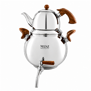 کتری و قوری 4.5 لیتری خمره‌ای نزاز دسته چوب NEZAZ