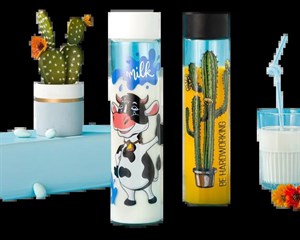 بطری آب شیشه ای استوانه ای بزرگ چاپدار لیمون کد 1724