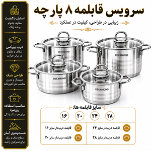 سرویس قابلمه استیل ۸ پارچه دکاموند DEKOMOND