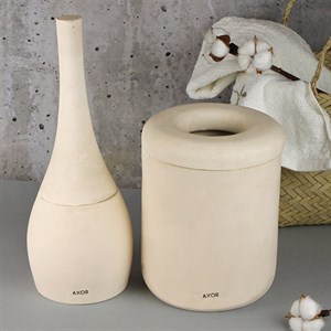 ست فرچه و سطل سرویس بهداشتی AXOR (آکسور) مدل النا رنگ کرم (bsetwd01)