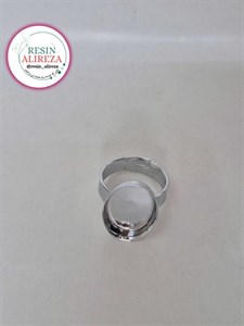 فریم انگشتر بیضی نقره ای