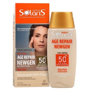 فلوئید ضد آفتاب و ضد چروک SPF50 مدل ایج ریپیر نیوژن رنگی آردن سولاریس 75 میلی لیتری