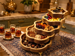 سرویس پذیرایی ۵تیکه چوبی پایه دار