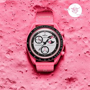 ساعت زنانه امگا سواچ ماه صورتی باربی pink moon سه موتوره کرنو گارانتی جعبه ارسال رایگان ساعت مچی omega swatch