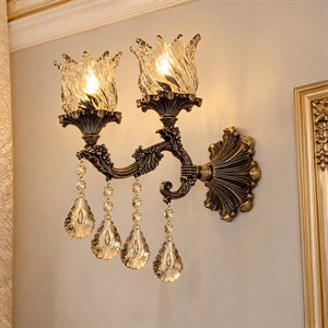 دیوارکوب یا لوستر دیواری دو شعله مدل یاس