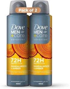 ضدتعریق مردانه Dove Men+Careاسپری 2×150 میلی‌لیتر مدل Sandalwood &amp  Amber