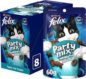 تشویقی گربه پورینا فلیکس مدل Party Mix Seafood60g x 8