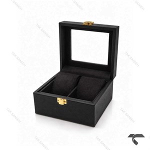 جعبه ساعت ست 2 تایی مشکی چرمی Watches-Box-Set-10778-S
