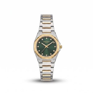ساعت مچی زنانه رومانسون اکسکلوزیو مدل FS.2009L-02 صفحه سبز بند استیل دو رنگ