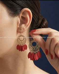 گوشواره زنانه با آویز قرمز برند infinity