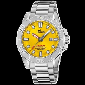 ساعت مچی مردانه لوتوس مدل L18926/1 ساعت غواصی حرفه‌ای با صفحه زرد (Diver)