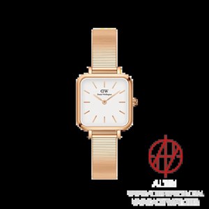 ساعت مچی زنانه دنیل ولینگتون (Daniel Wellington) مدل DW00100517 (کالکشن Quadro، قاب چهارگوش رزگلد، بند حصیری)