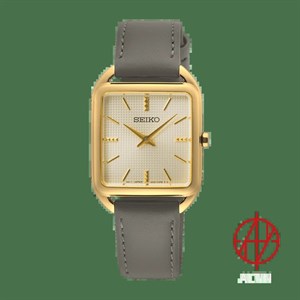 ساعت مچی زنانه کلاسیک با قاب طلایی و بند چرمی – Seiko Ladies Watch SWR090P1