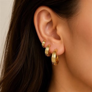 گوشواره استیل رنگ ثابت سه جفتی کدgar235 گالری زیور آلات آوآرین
