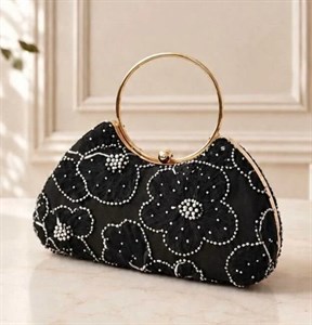 کیف مجلسی زنانه مدل روژان مشکی سفید